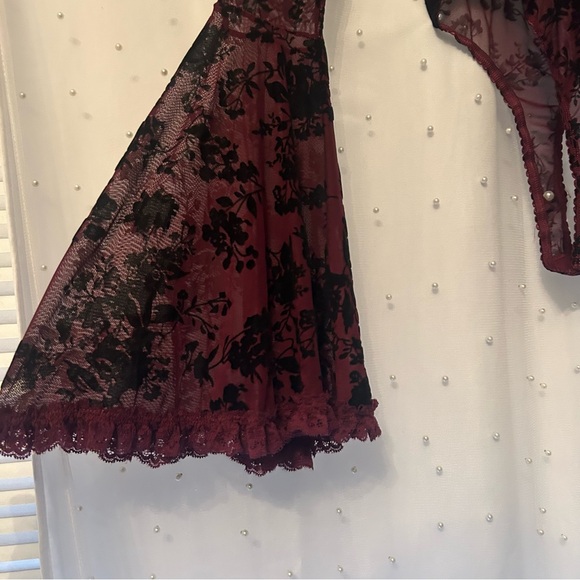 Bodysuit With Lace Detail Dark Burgundy WORN ONCE - Picture 5 of 12